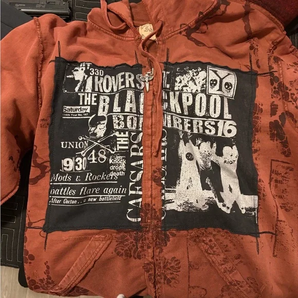 Salvage Rust Hoodie with Black Accents